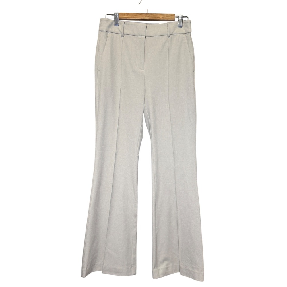 Loft The Sutton Flare Pants Beige High Rise Cotton Blend Trousers Size 4 NWT